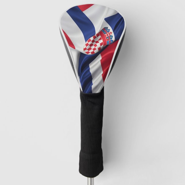 Couvre-club De Golf Croate drapeau texture soie (Devant)