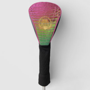 Couvre-club De Golf Croc Monogram Iridescent Rose Vert Élégant
