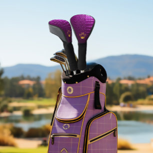 Couvre-club De Golf Crocodile Vivid violet d'élite Faux Monogramme