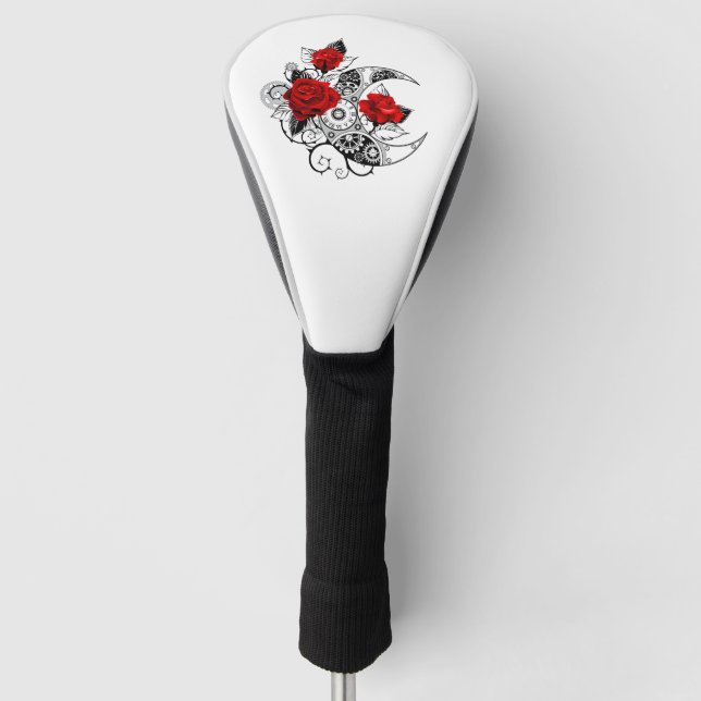 Couvre-club De Golf Croissant mécanique avec roses rouges (Devant)