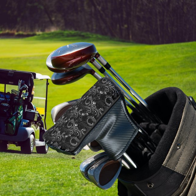 Couvre-club De Golf Cute Black Floral Paisley (Créateur téléchargé)
