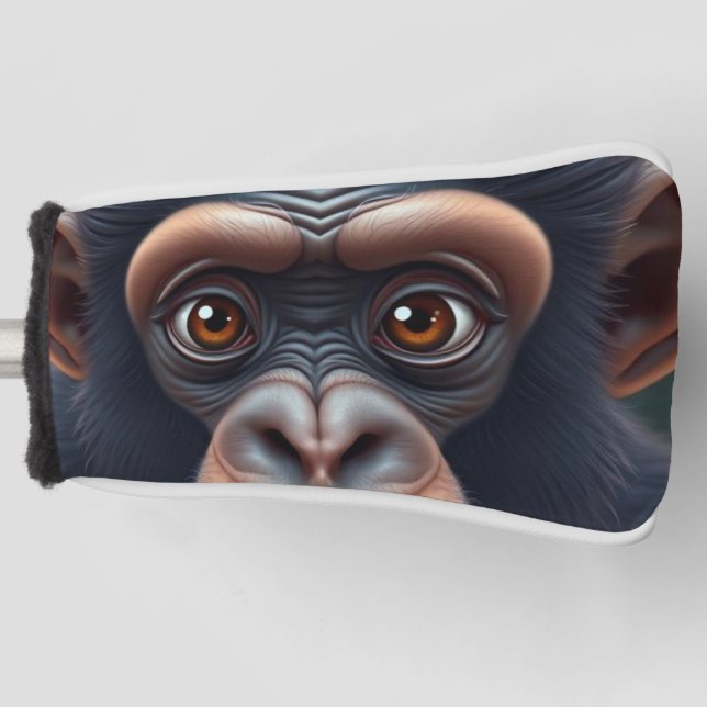 Couvre-club De Golf Cute Crazy Funny Chimpanzé Anime Portrait (Devant)