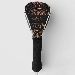 Couvre-club De Golf Cute Girl Rose or signature florale