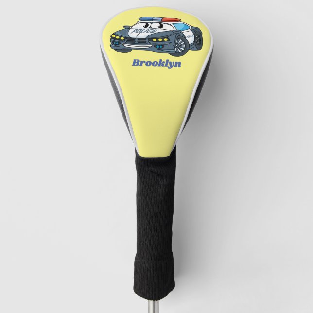 Couvre-club De Golf Cute happy police car cartoon illustration (Devant)