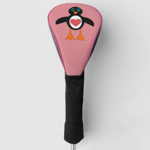 Couvre-club De Golf Cute Love Heart Penguin Golf Driver Cover