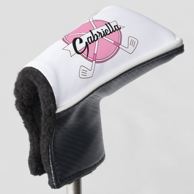 Couvre-club De Golf Cute Pink Personalized Golf Clubs Monogram  (Devant 3/4)