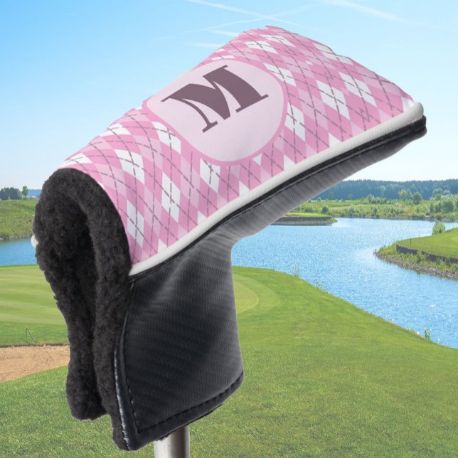Couvre-club De Golf Cute rose preppy Jacquard personnalisé monogramme  (Créateur téléchargé)