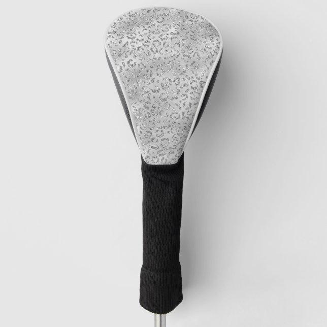 Couvre-club De Golf Cute Silver Cheetah Leopard Motif d'impression (Devant)