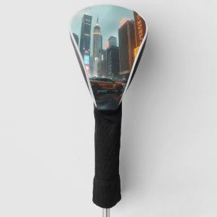 Couvre-club De Golf Cyberpunk Skyscrapper City Cars