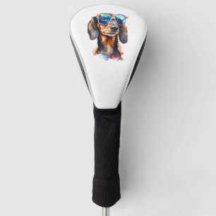 Couvre-club De Golf Dachshund avec lunettes de soleil
