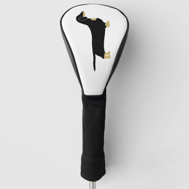 Couvre-club De Golf dachshund noir et silhouette tan (Devant)