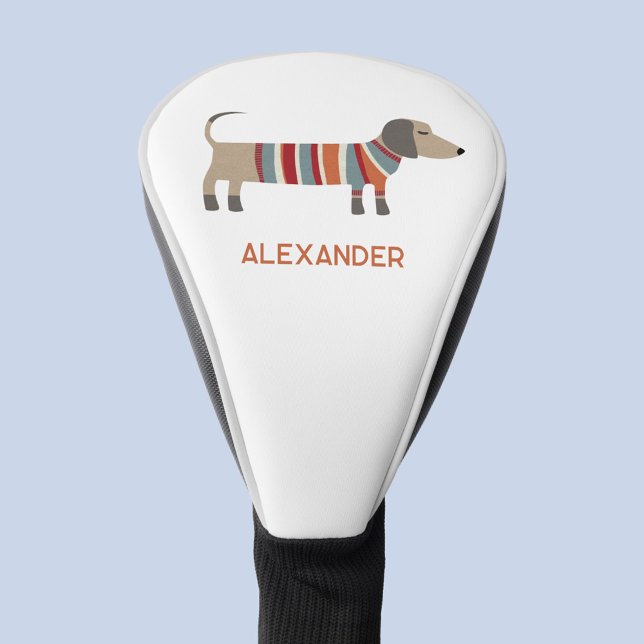 Couvre-club De Golf Dachshund Saucisse Chien Nom Personnalisé (Dachshund Wiener Sausage Dog personalized custom name golf head cover)