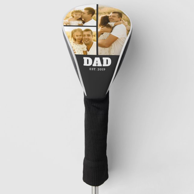 Couvre-club De Golf Dad Established Bold Text Black 3 Photo (Devant)