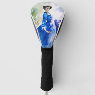 Couvre-club De Golf Dame en Robe Bleue - Peinture aquarelle