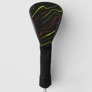 Couvre-club De Golf Des traces ondulées vertes et rouges sur fond noir