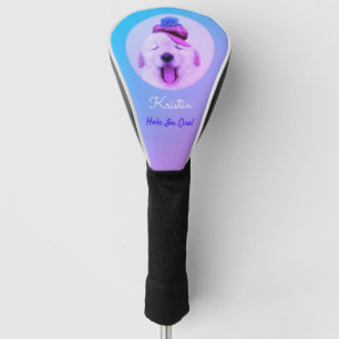 Couvre-club De Golf Design Bleu et Rose Chiot Mignon – cuir lisse