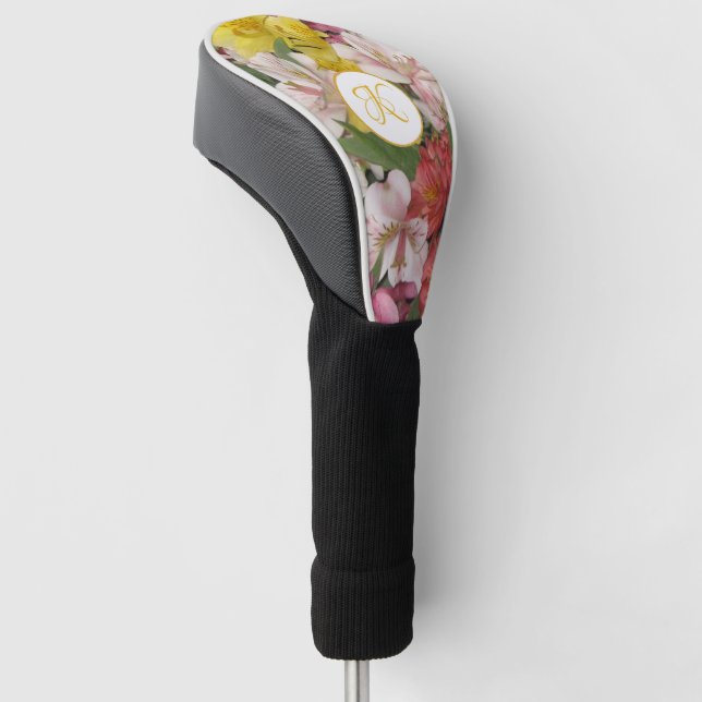 Couvre-club De Golf Design floral avec Monogramme (Incliné)