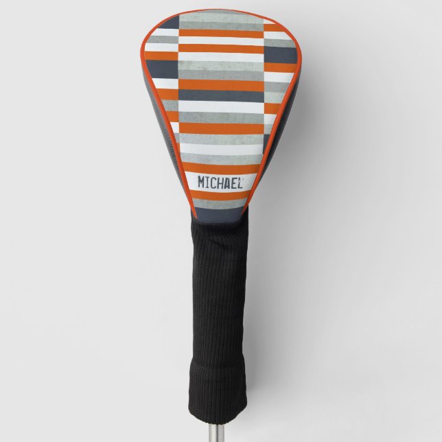 Couvre-club De Golf Design maritime personnalisé - Orange, gris bleu (Devant)