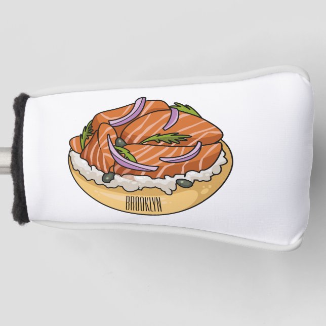 Couvre-club De Golf dessin animé de bagel saumon (Devant)