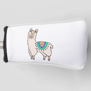 Couvre-club De Golf dessin animé de llama alpaga souriant
