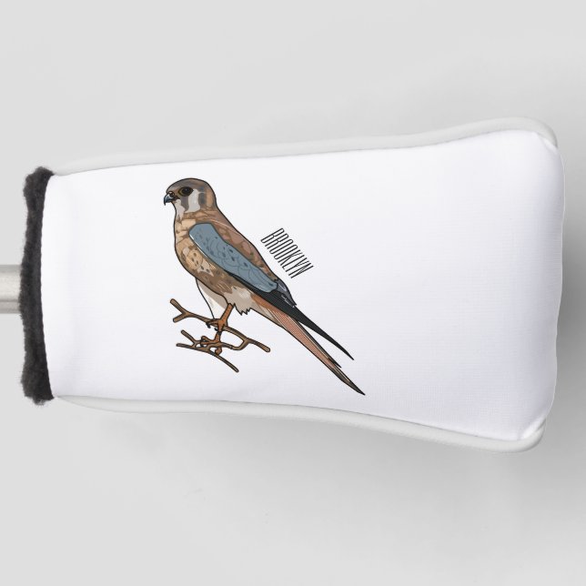 Couvre-club De Golf dessin animé d'oiseau-kestrel américain (Devant)