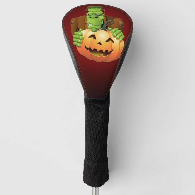 Couvre-club De Golf Dessin de Frankenstein Monster avec Citrouille (Devant)