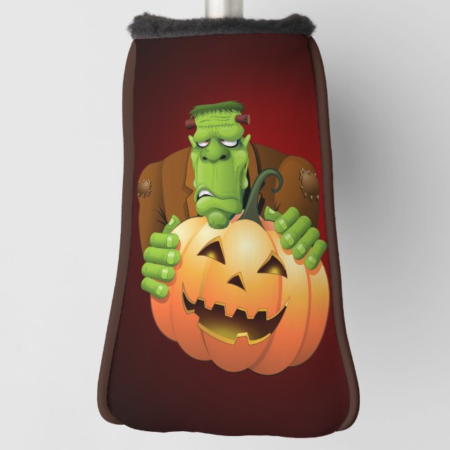 Couvre-club De Golf Dessin de Frankenstein Monster avec Citrouille (Tourné à 90°)