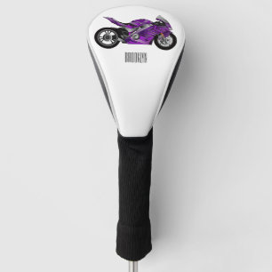 Couvre-club De Golf Dessin de moto de sport violet