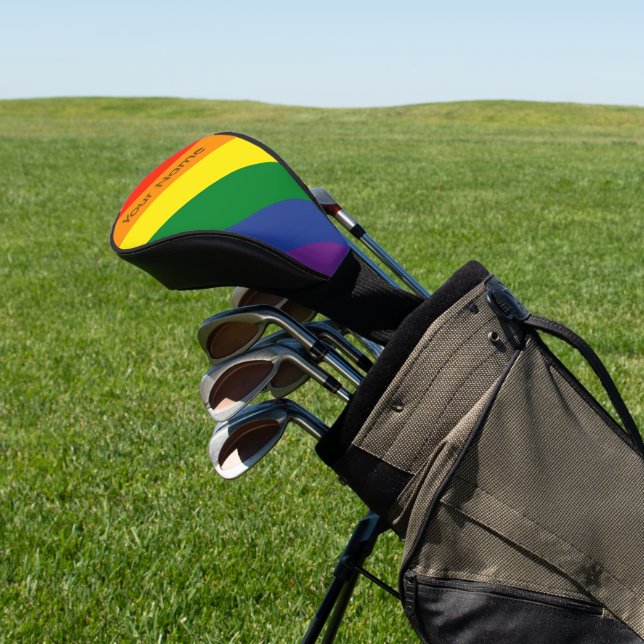 Couvre-club De Golf Diagonal Rainbow Strited Nom personnalisé (In Situ)
