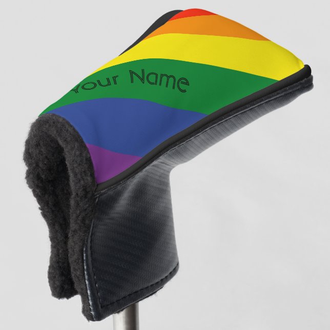 Couvre-club De Golf Diagonal Rainbow Strited Nom personnalisé (Devant 3/4)