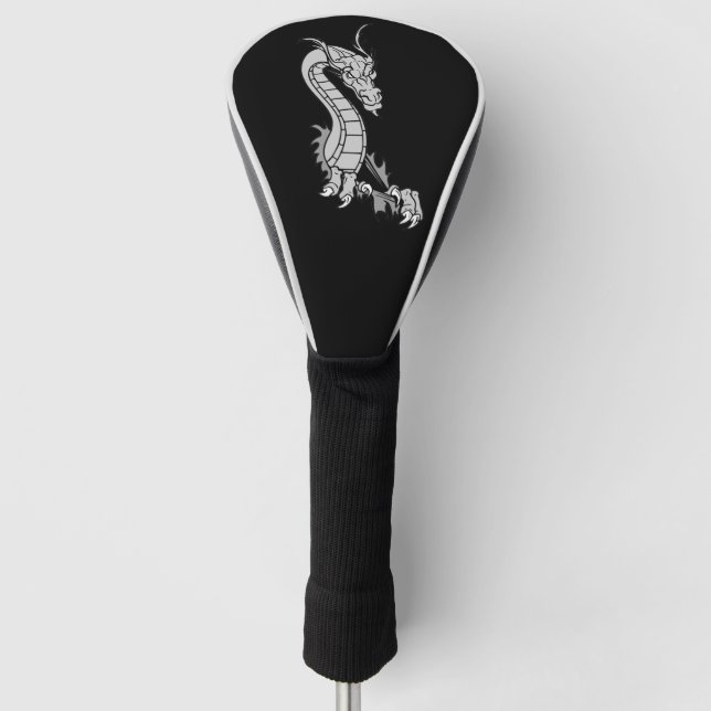 Couvre-club De Golf Dragon design noir couverture de golf (Devant)