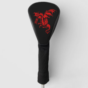 Couvre-club De Golf Dragon rouge en noir