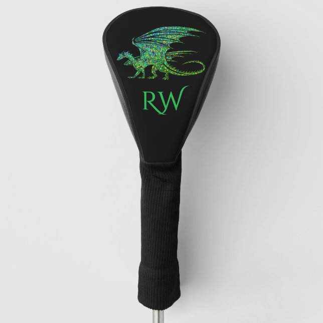 Couvre-club De Golf Dragon vert mosaïque Extraordinaire initial (Devant)