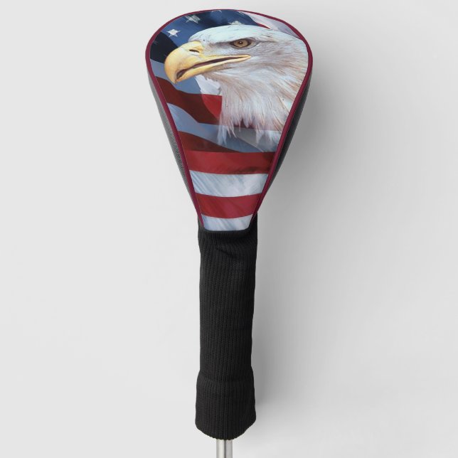 Couvre-club De Golf Drapeau américain à aigle chauve (Devant)