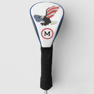 Couvre-club De Golf Drapeau américain Aigle Patriotique Monogramme USA
