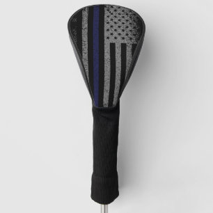 Couvre-club De Golf Drapeau américain de la ligne bleue mince de la po