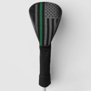 Couvre-club De Golf Drapeau américain de la ligne verte mince 