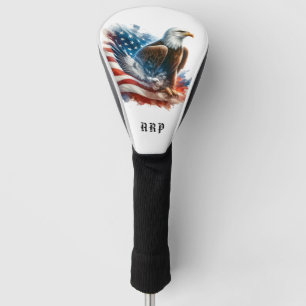 Couvre-club De Golf *~* Drapeau américain .. Initials USA Bald Eagle A