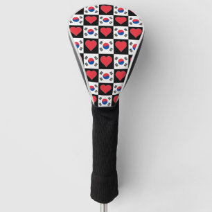 Couvre-club De Golf Drapeau coréen Motif du coeur du golf de Corée du