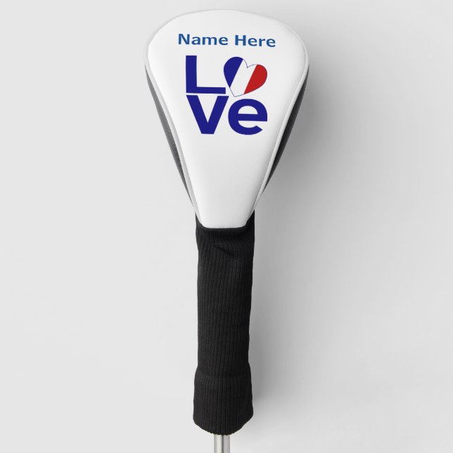 Couvre-club De Golf Drapeau de coeur Bleu AMOUR Personnalisé (Devant)