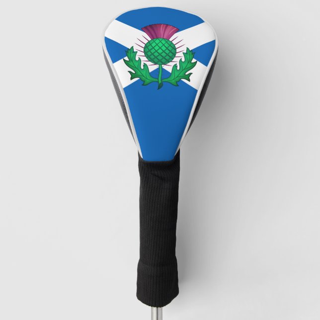 Couvre-club De Golf Drapeau écossais avec chardon superposé (Devant)