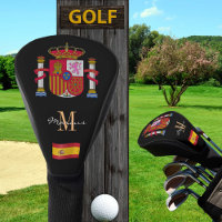 Drapeau Espagnol et Monogramme Clubs de Golf Couvr
