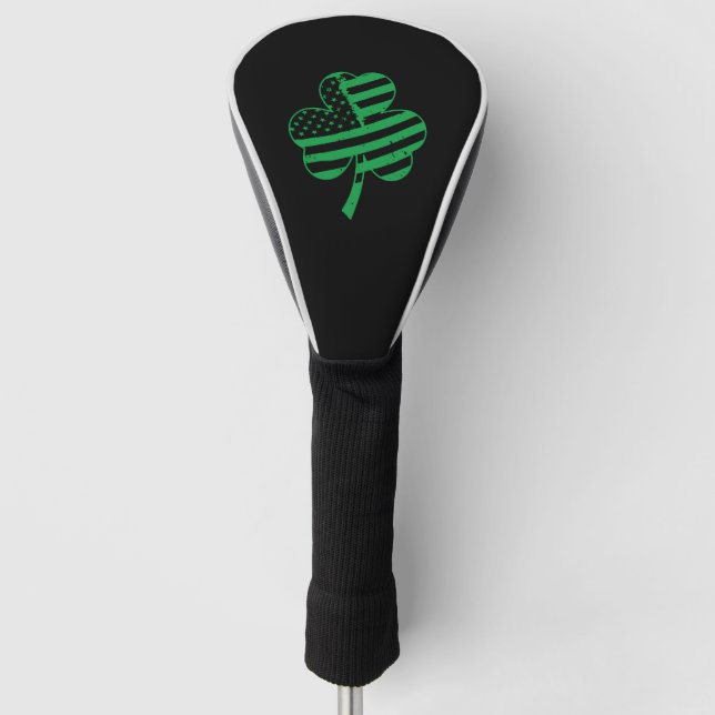 Couvre-club De Golf Drapeau irlandais - Shamrock américain pour (Devant)