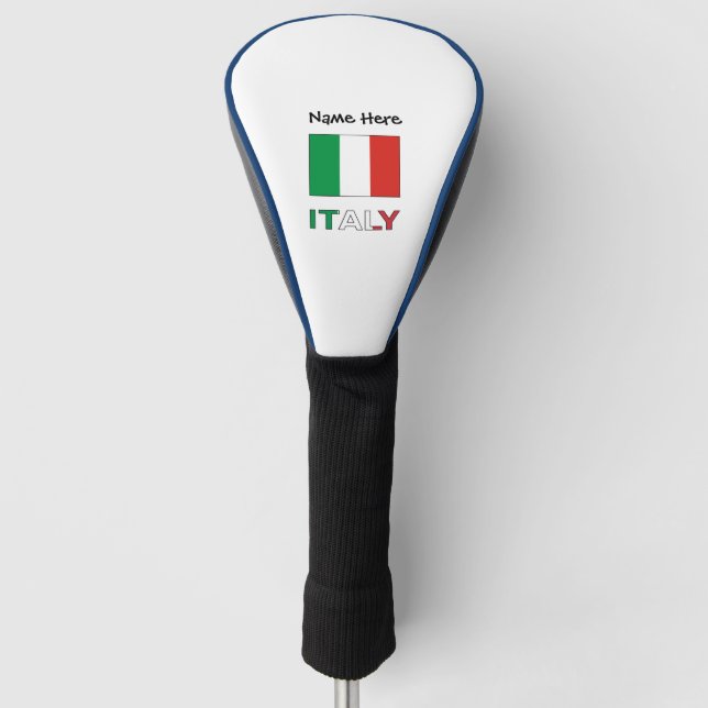 Couvre-club De Golf Drapeau italien avec votre nom (Devant)