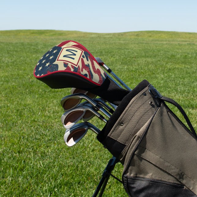 Couvre-club De Golf Drapeau patriotique rustique américain Camo Monogr (In Situ)