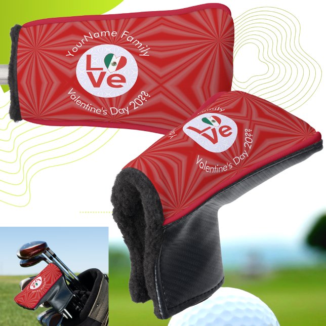 Couvre-club De Golf Drapeau Red LOVE mexicain personnalisé (Créateur téléchargé)