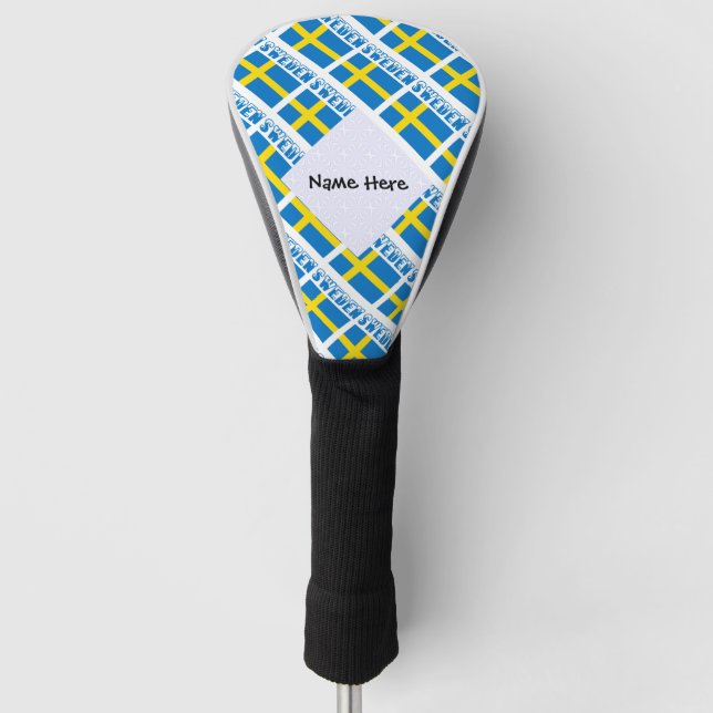 Couvre-club De Golf Drapeau suédois avec votre nom (Devant)