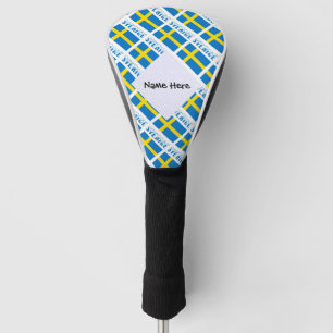 Couvre-club De Golf Drapeau Suédois Tuilé Personnalisation Noir