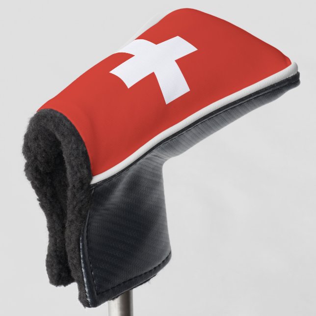 Couvre-club De Golf Drapeau Suisse - croix blanche (Devant 3/4)