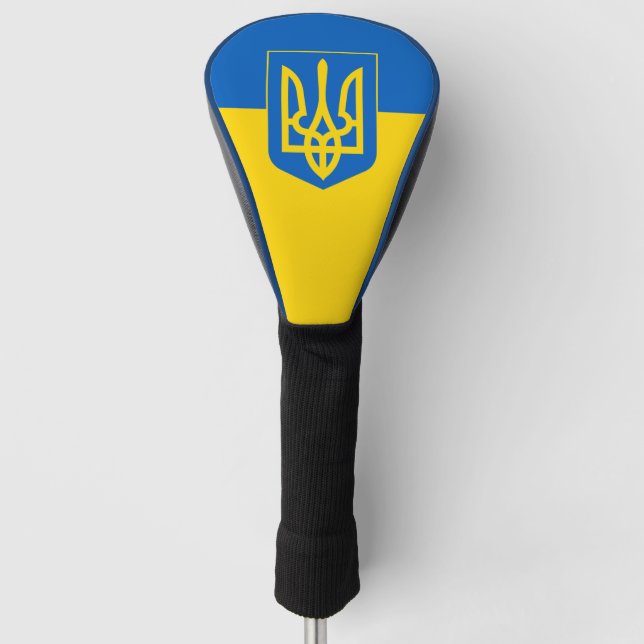 Couvre-club De Golf Drapeau ukrainien avec armoiries (Devant)